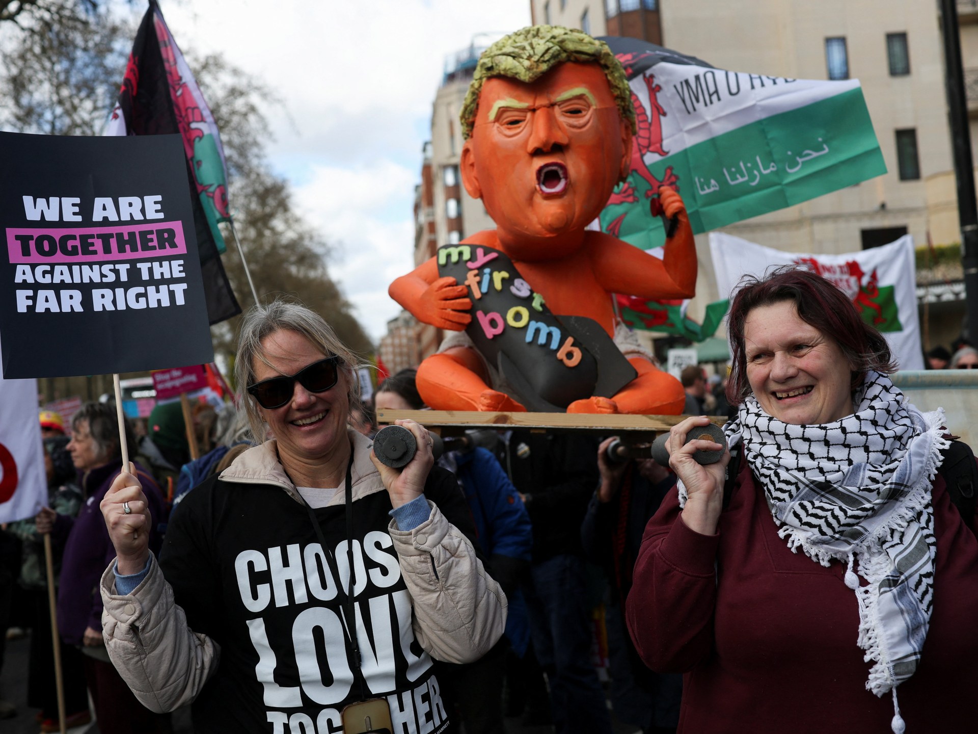 Thousands march through London in stand against the far right