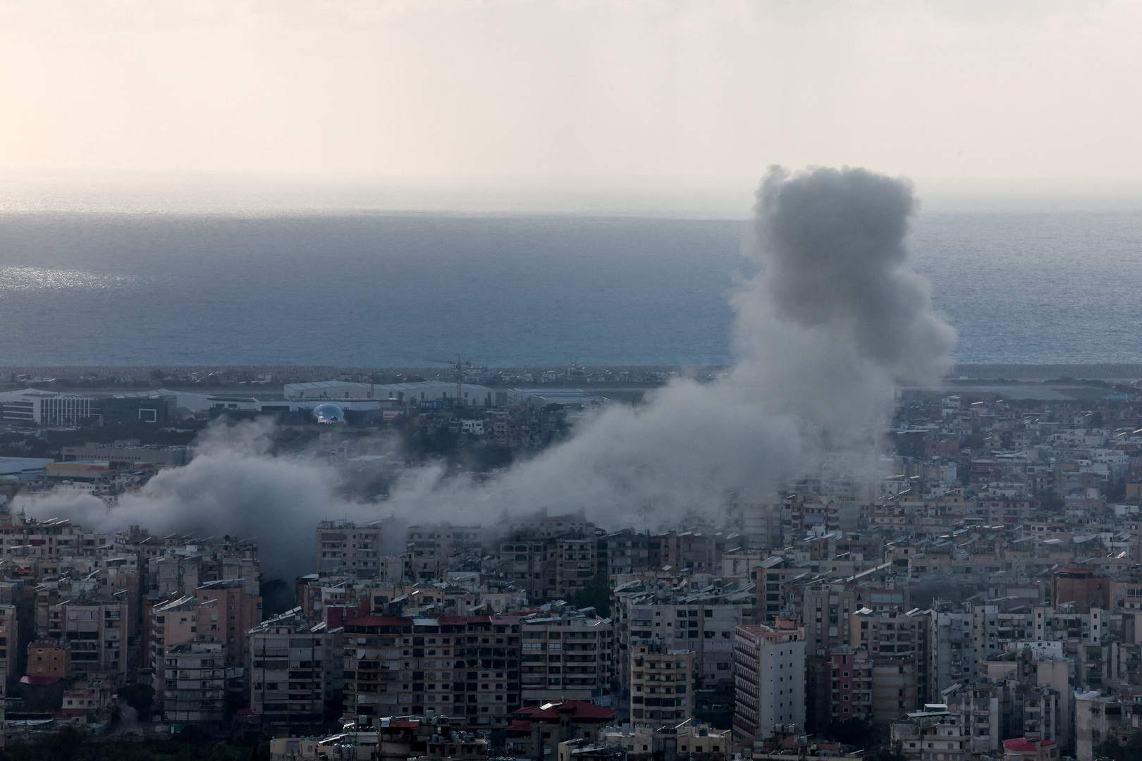 Smoke rises over Beirut suburbs after massive Israeli airstrike